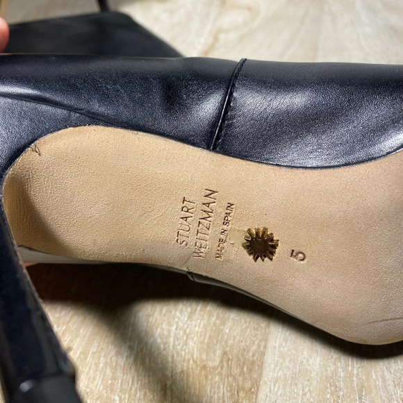 Stuart Weitzman rich leather stiletto boot / bootie size 5 black - Picture 8 of 11